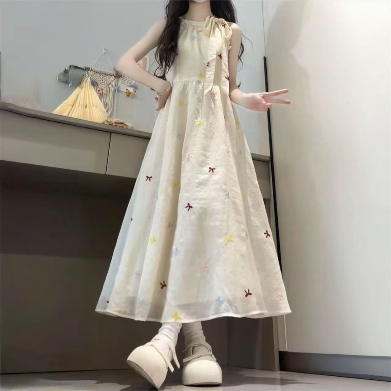 【鸭梨】女装碎花显瘦气质夏季复古收腰甜美小清新