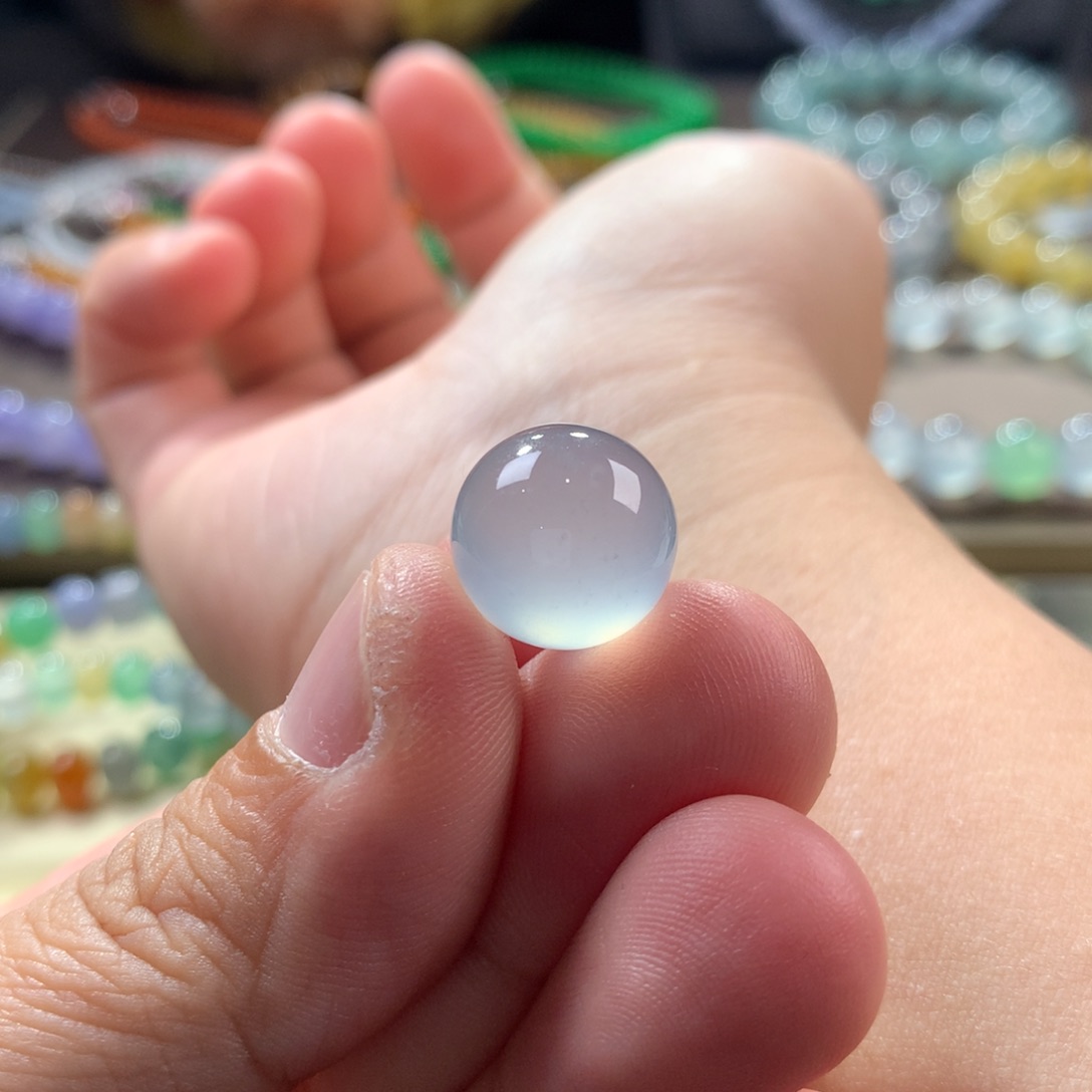 翡翠手链未镶嵌高冰淡蓝卡13