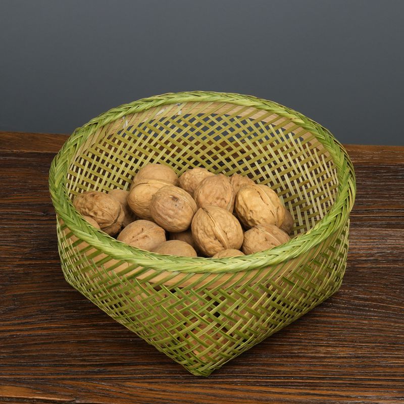 小号镂空方底篮直径23高11厘米竹编镂空篮馒头筐水果篮收纳沥水篮