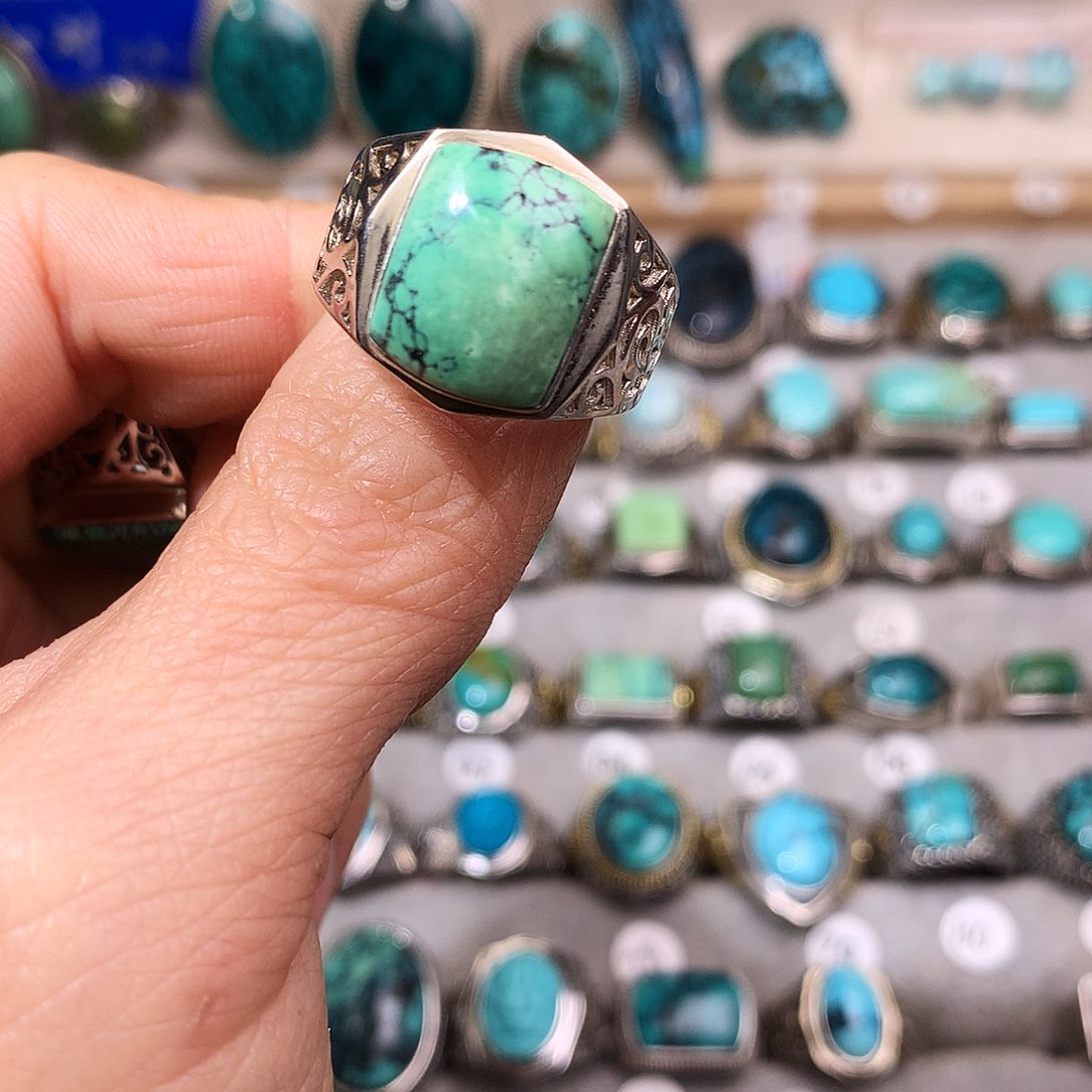 绿松石挂件银S925镶嵌