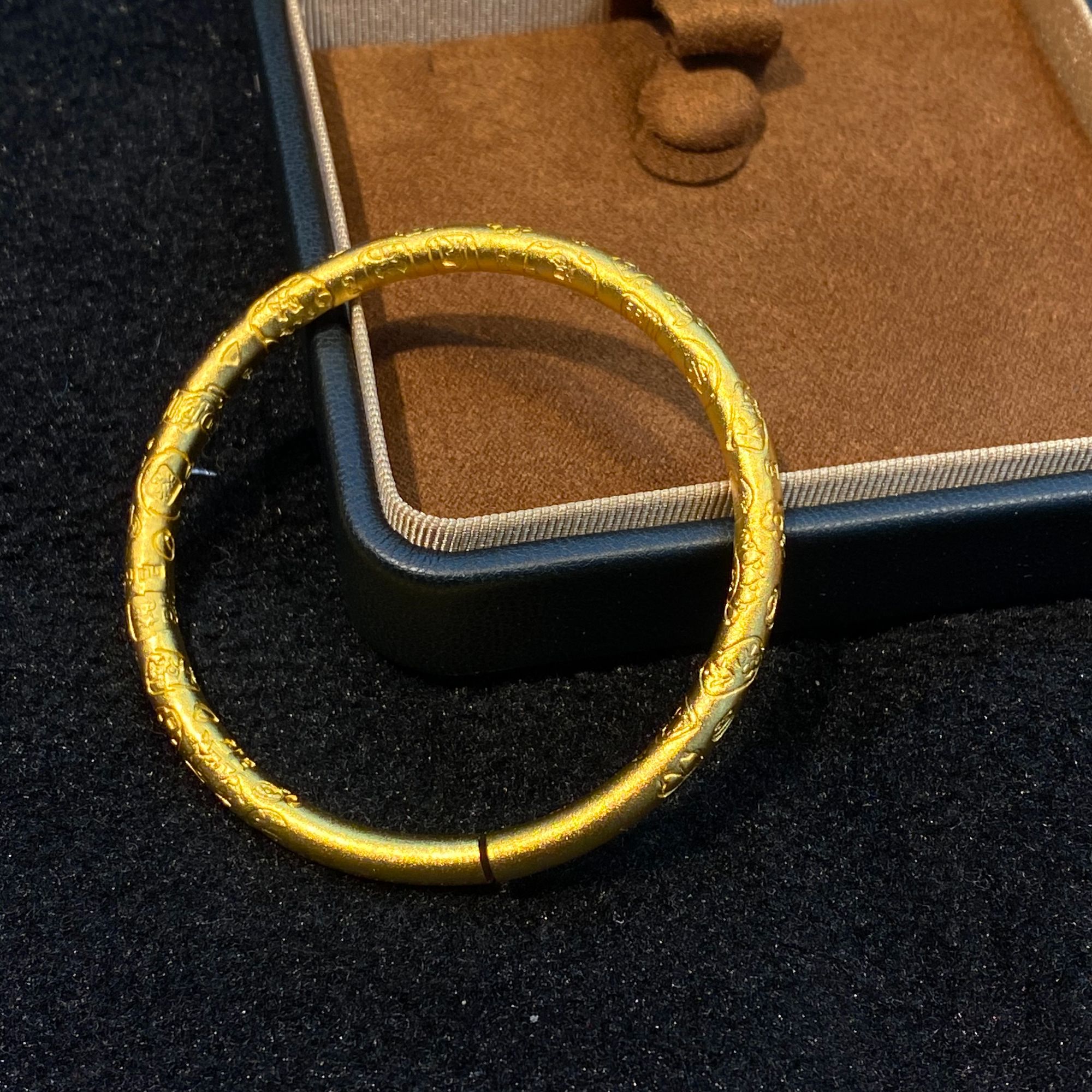 足银手镯 足银手镯 磨砂吉言圆条手镯  百搭款