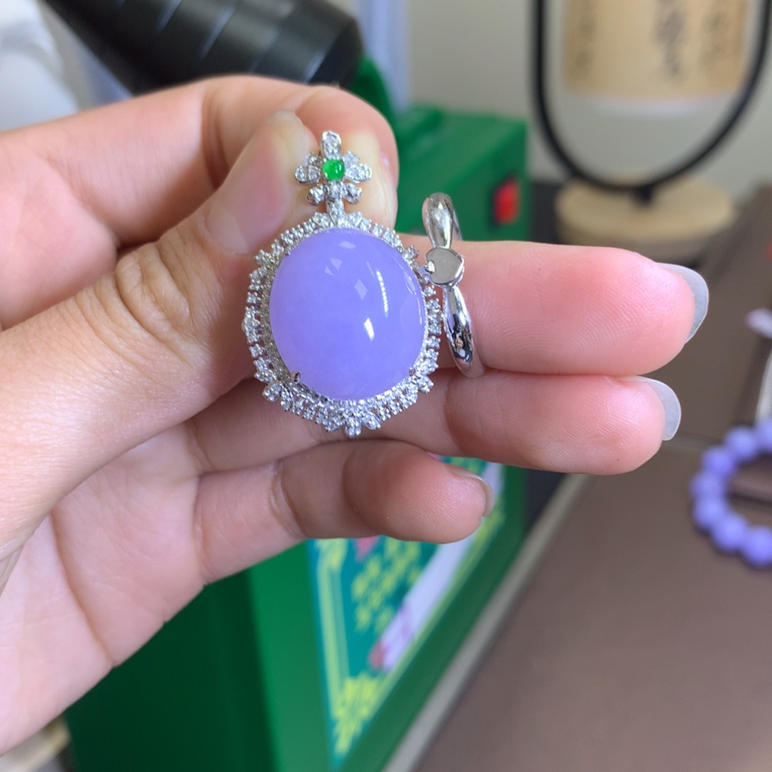 翡翠颈饰18K金镶嵌翡翠（两用款）