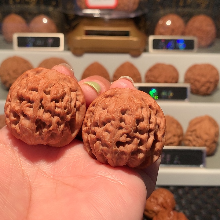 人***走文玩核桃把件雪狮