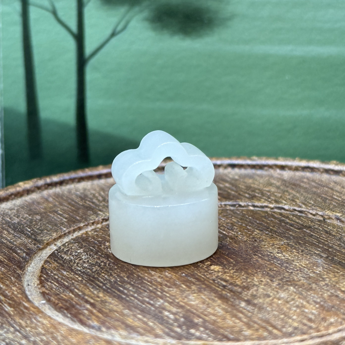 和田玉藕粉印章饰品5.6g长1.6cm 宽1.5