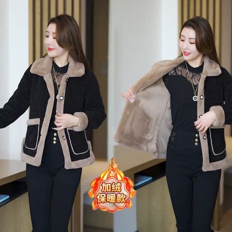 加绒加厚显瘦外套女装冬季时尚洋气百搭气质减龄宽松中老年妈妈装