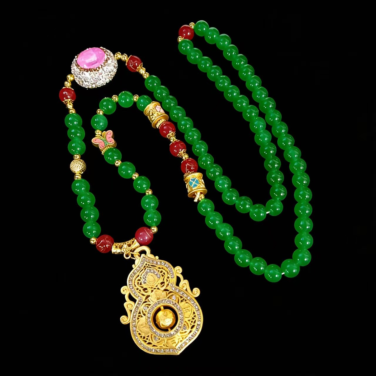 S1677盎然春意琉璃多圈精美挂脖毛衣链无礼盒