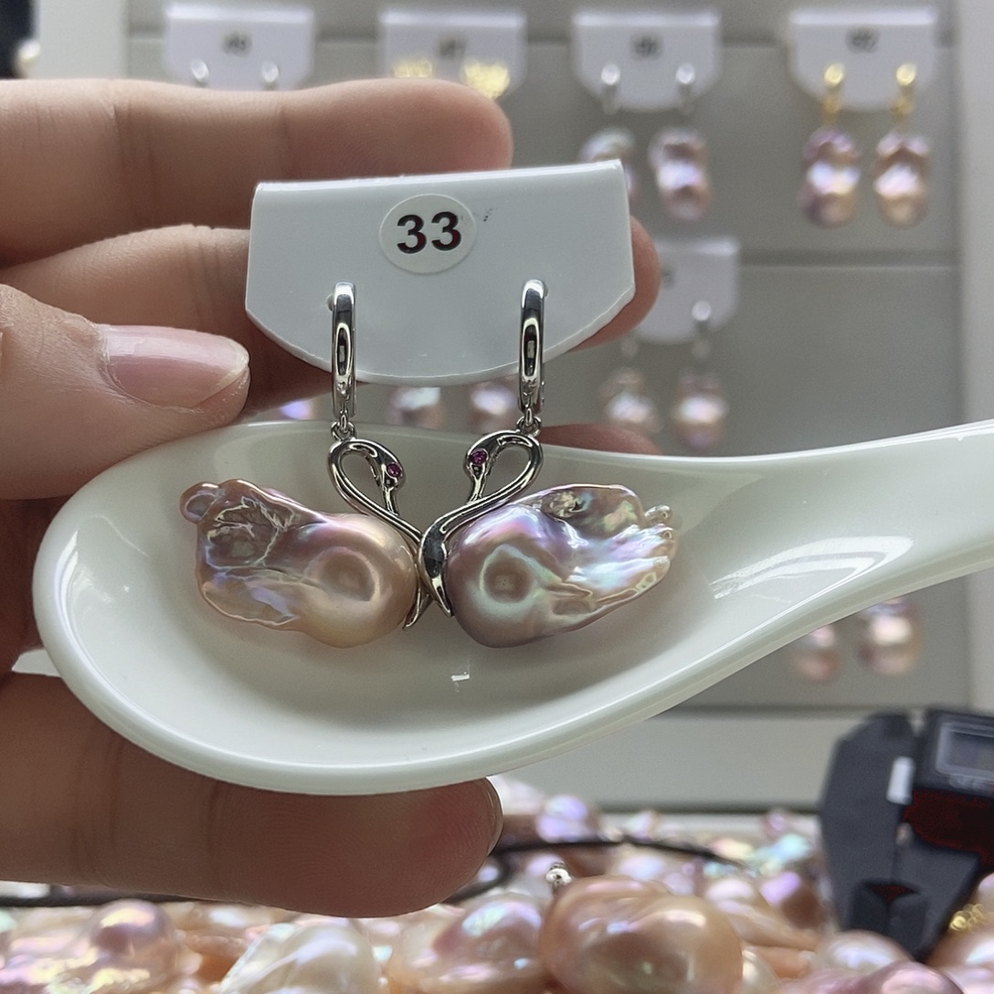 清***影淡水珍珠颈饰银S925镶嵌33