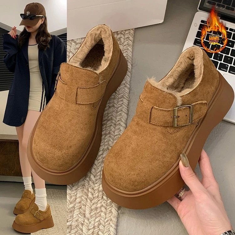 勃肯鞋女款2025超火爆款秋冬加绒保暖防滑百搭小个子增高休闲女鞋
