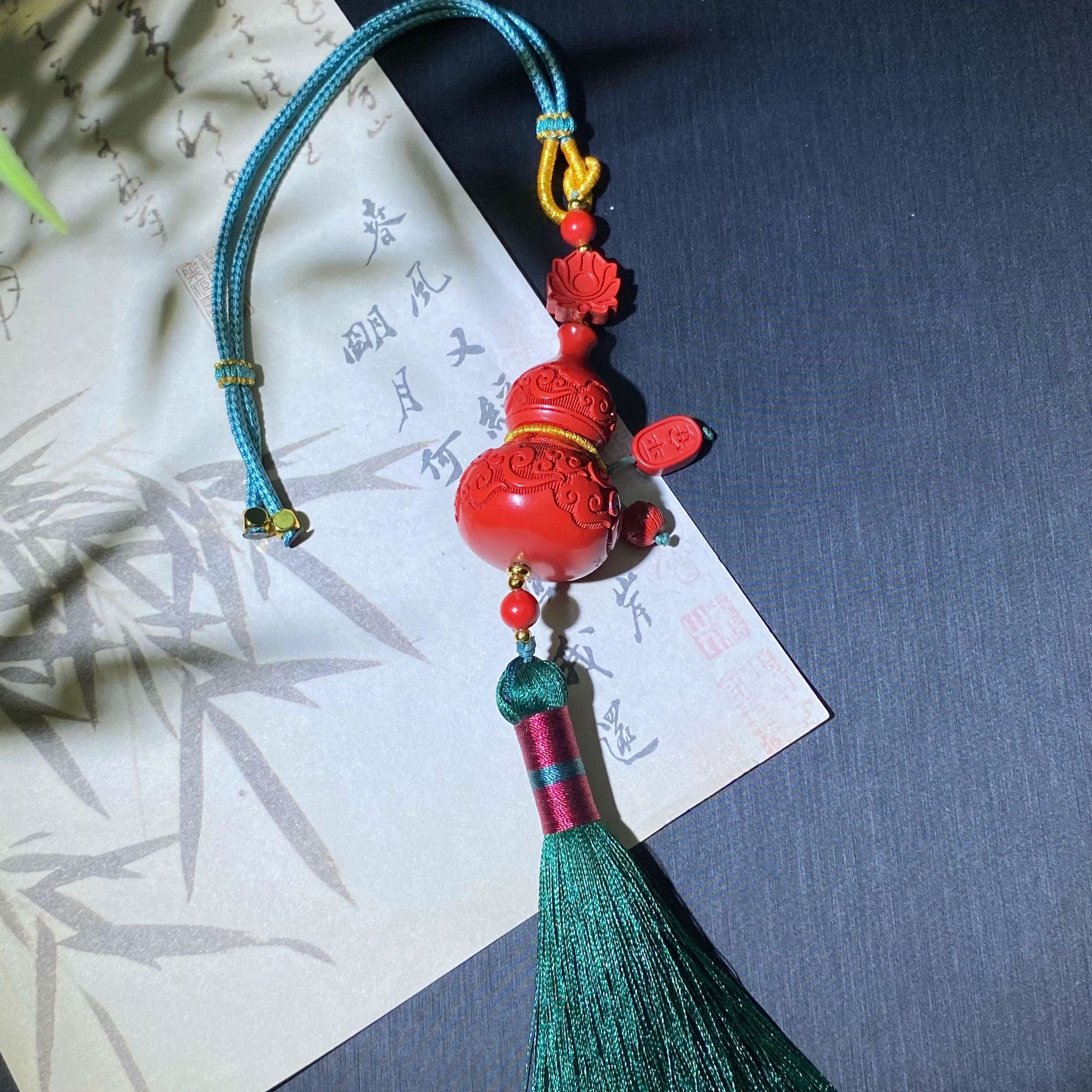 含辰砂工艺品【小明严选】朱砂福禄车挂多样性发一【XMCQ0513042】