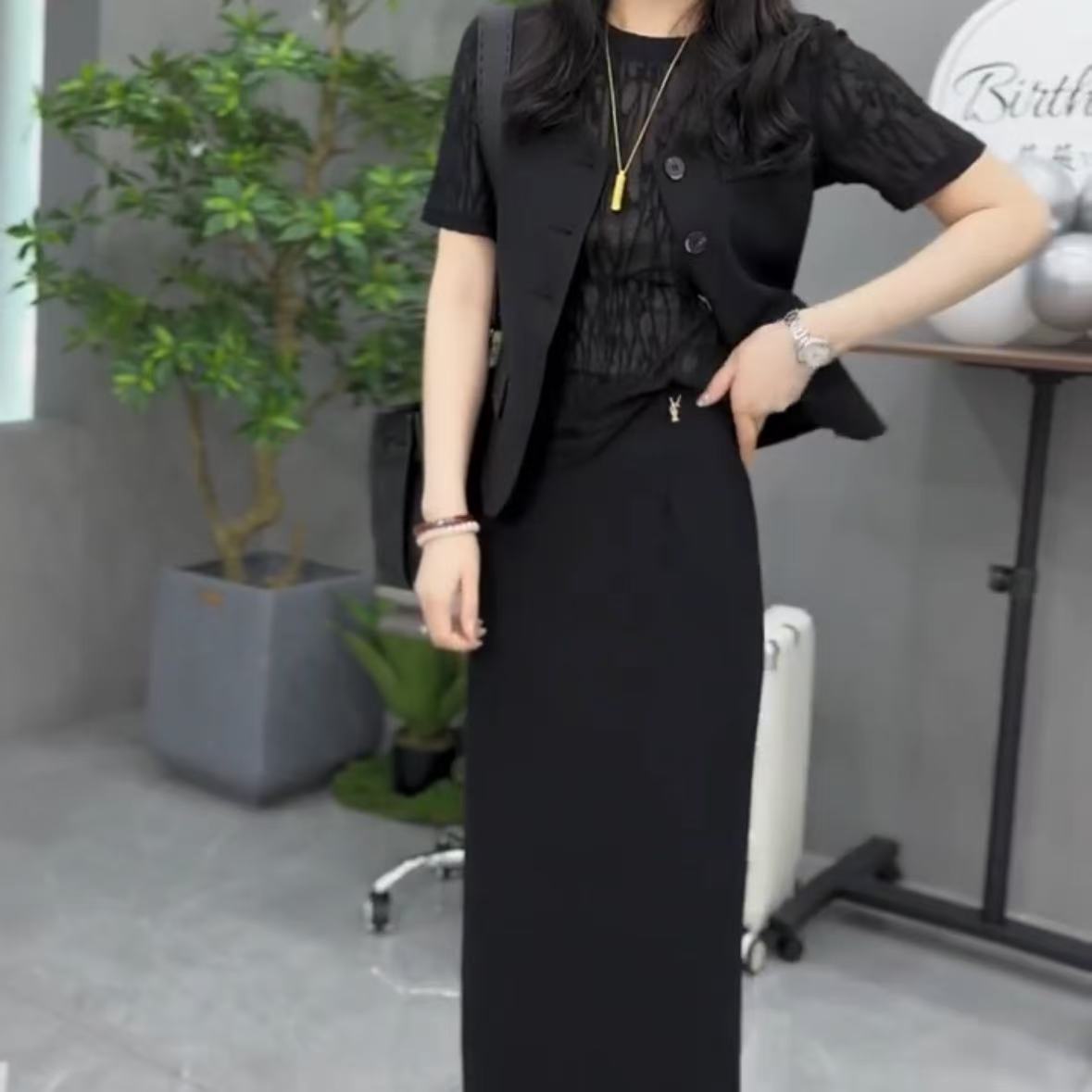 2025春季新款时尚显瘦气质女士网红洋气三件套百搭款D7182