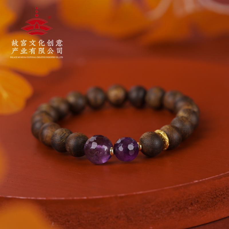 沉香【重华岁贡】莺歌绿奇楠紫水晶单圈（配饰为铜+养香罐+养香碎料）