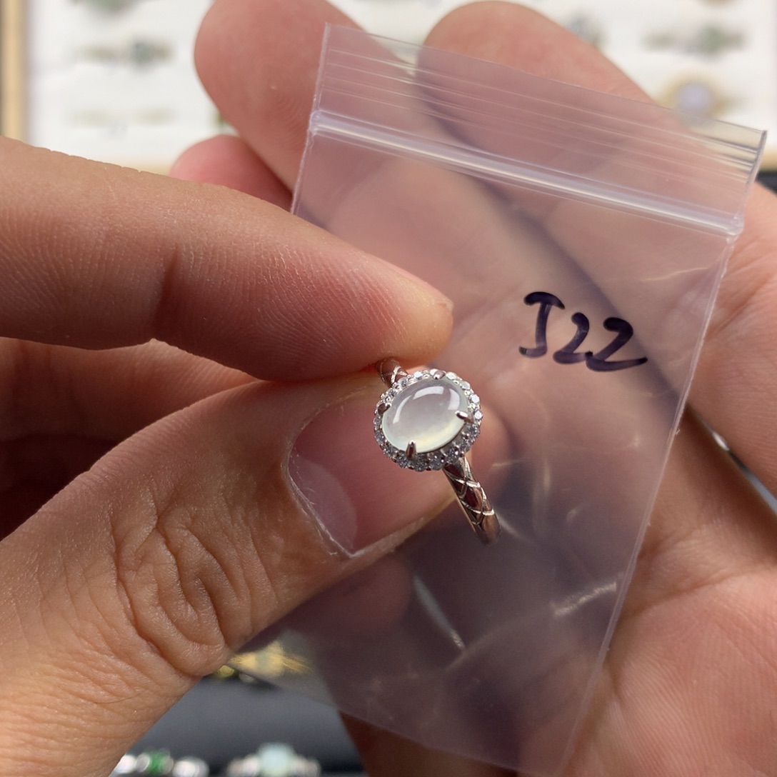 翡翠银S925镀金镶嵌戒指522