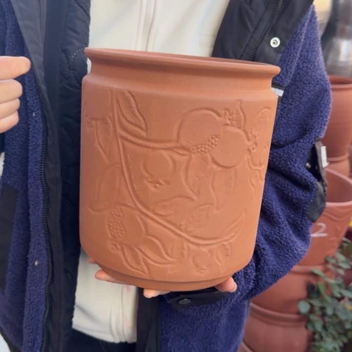 紫砂花盆口20高23宜兴紫砂瑕疵粗糙花泥