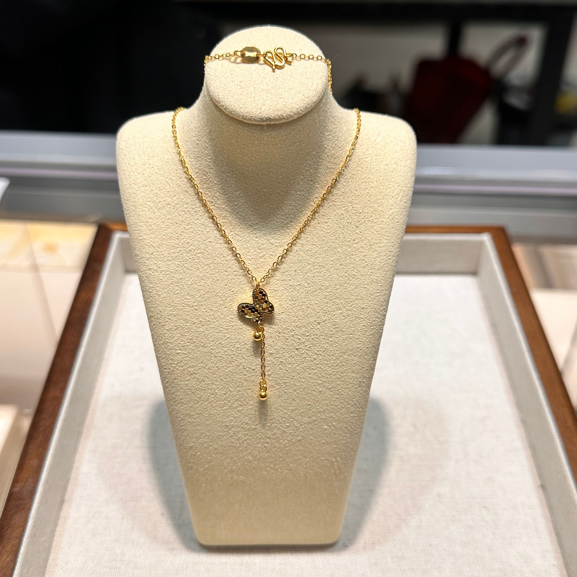 琳琳珠宝 足金999蝴蝶灵动小金珠套链
