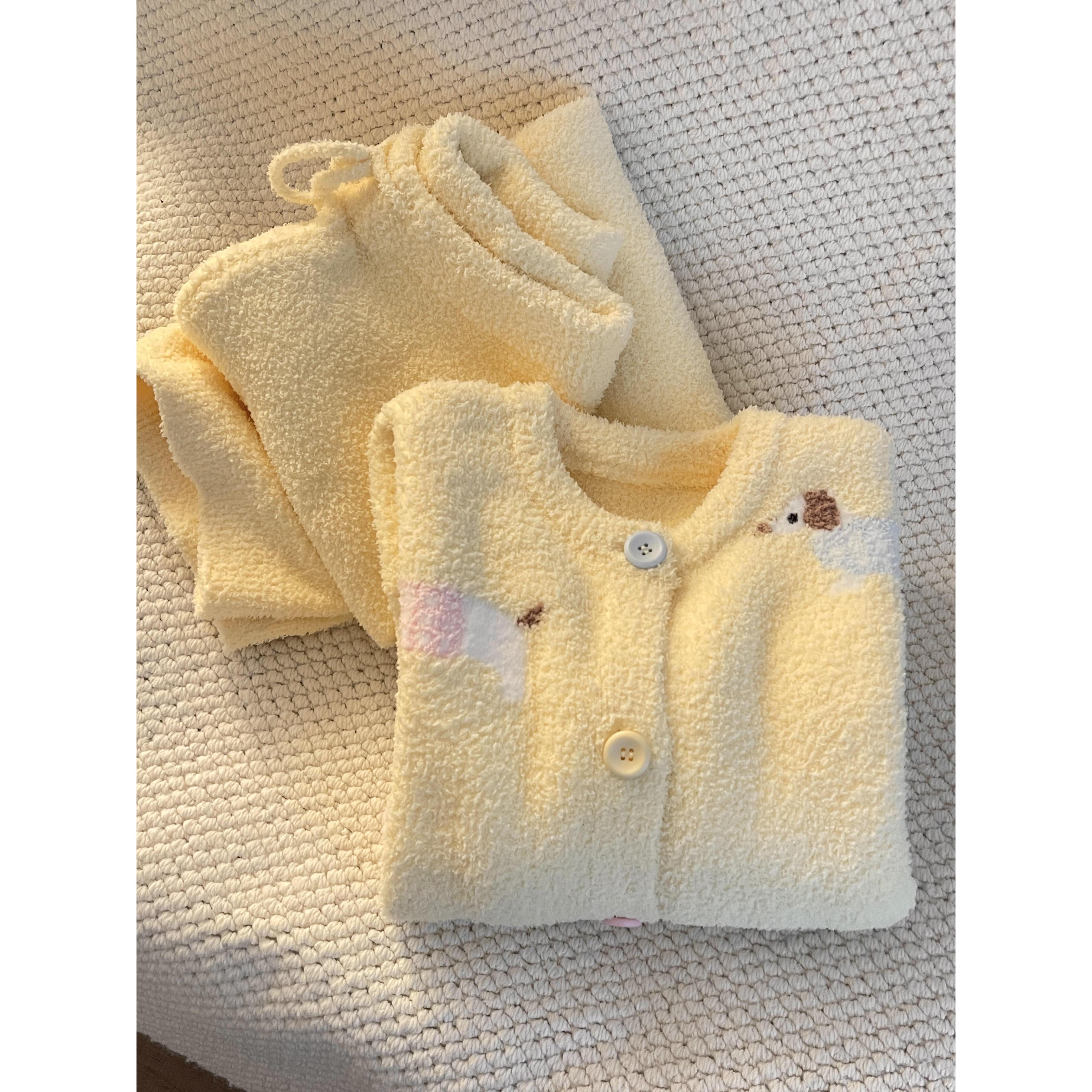 【DMXJ大梦想家】软糯可爱毛衣半边绒睡衣女秋冬新款宽松家居服套装