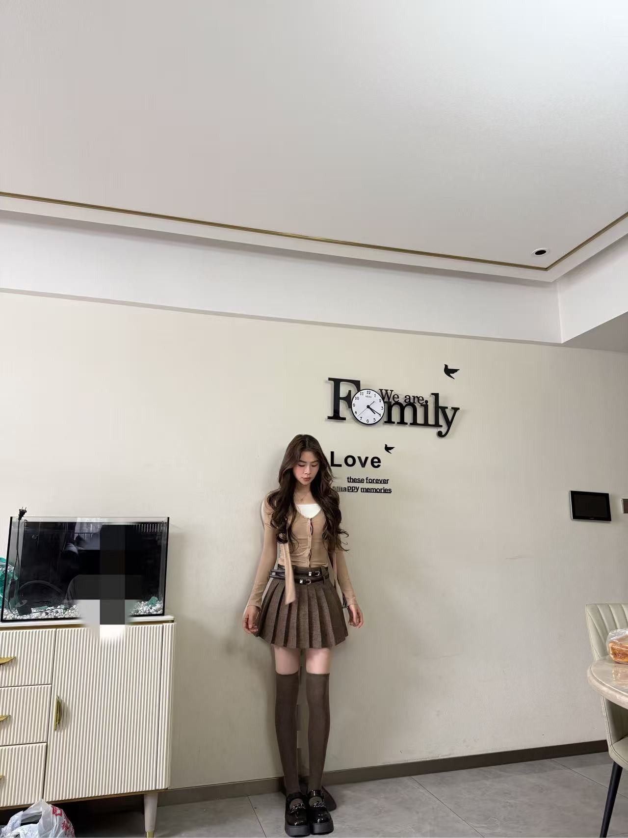 毛呢百褶裙女高腰显瘦a字半身裙秋冬甜酷韩版双腰带短裙洋气