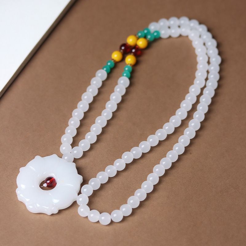 非金属仿水晶项链 白玻璃红绿灯＋玫瑰牌脖挂1786