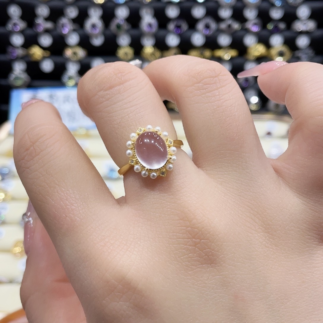 芙蓉石戒指银S925镶嵌