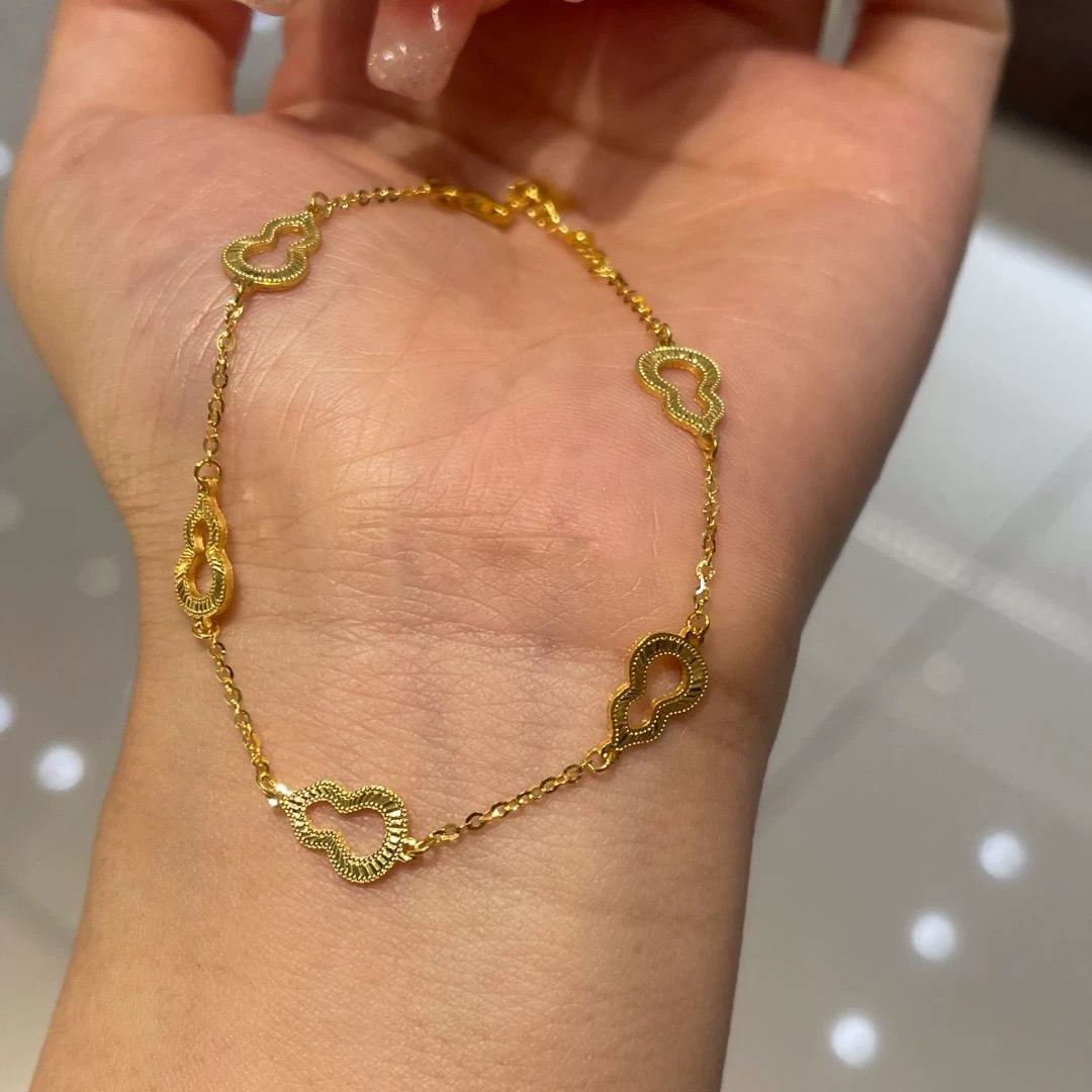 足银手链 鱼鳞空心五葫芦手链6046