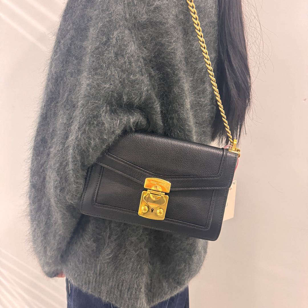 95新 MIU MIU/缪缪 黑金极简链条包/5114