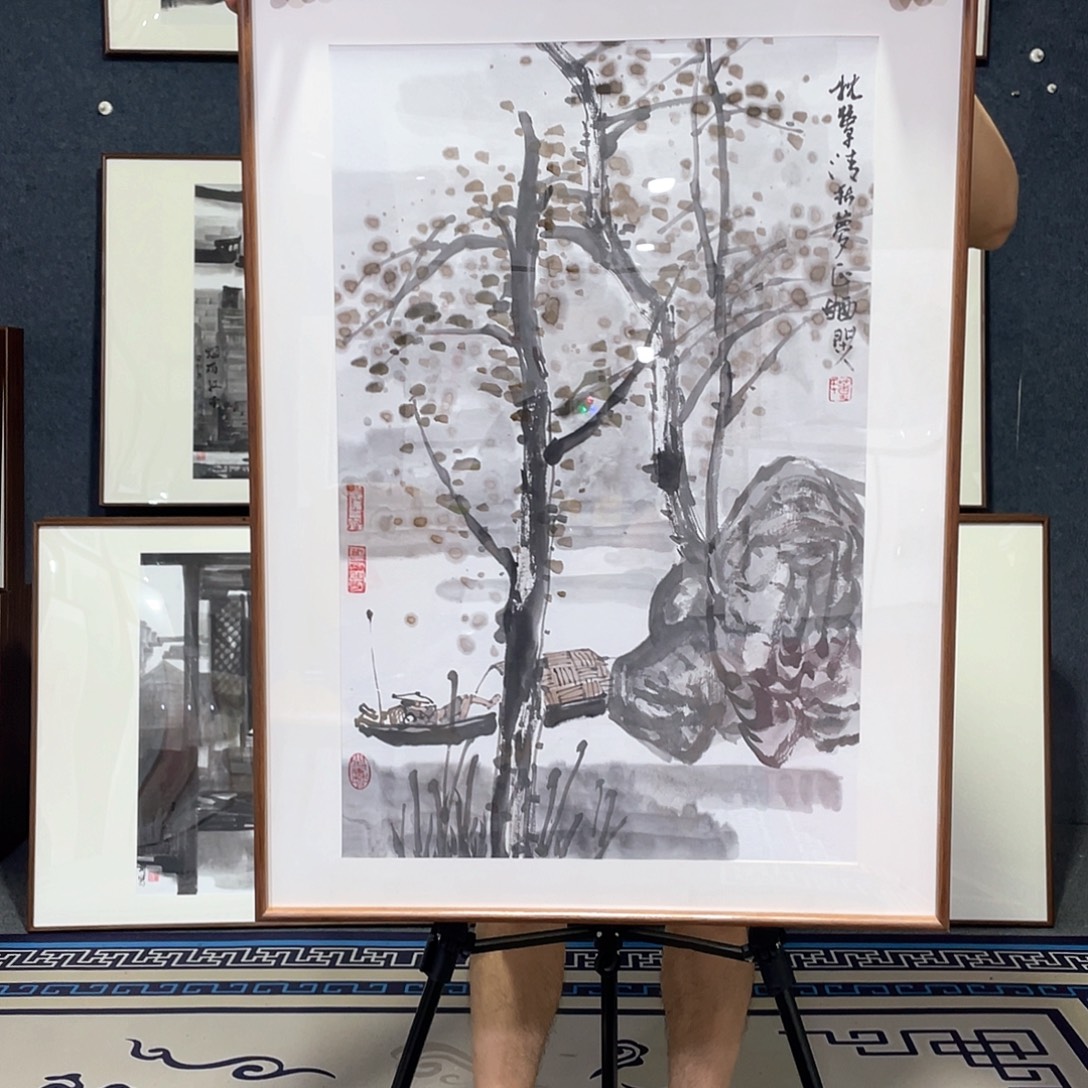 国画手绘画作品带框60/80