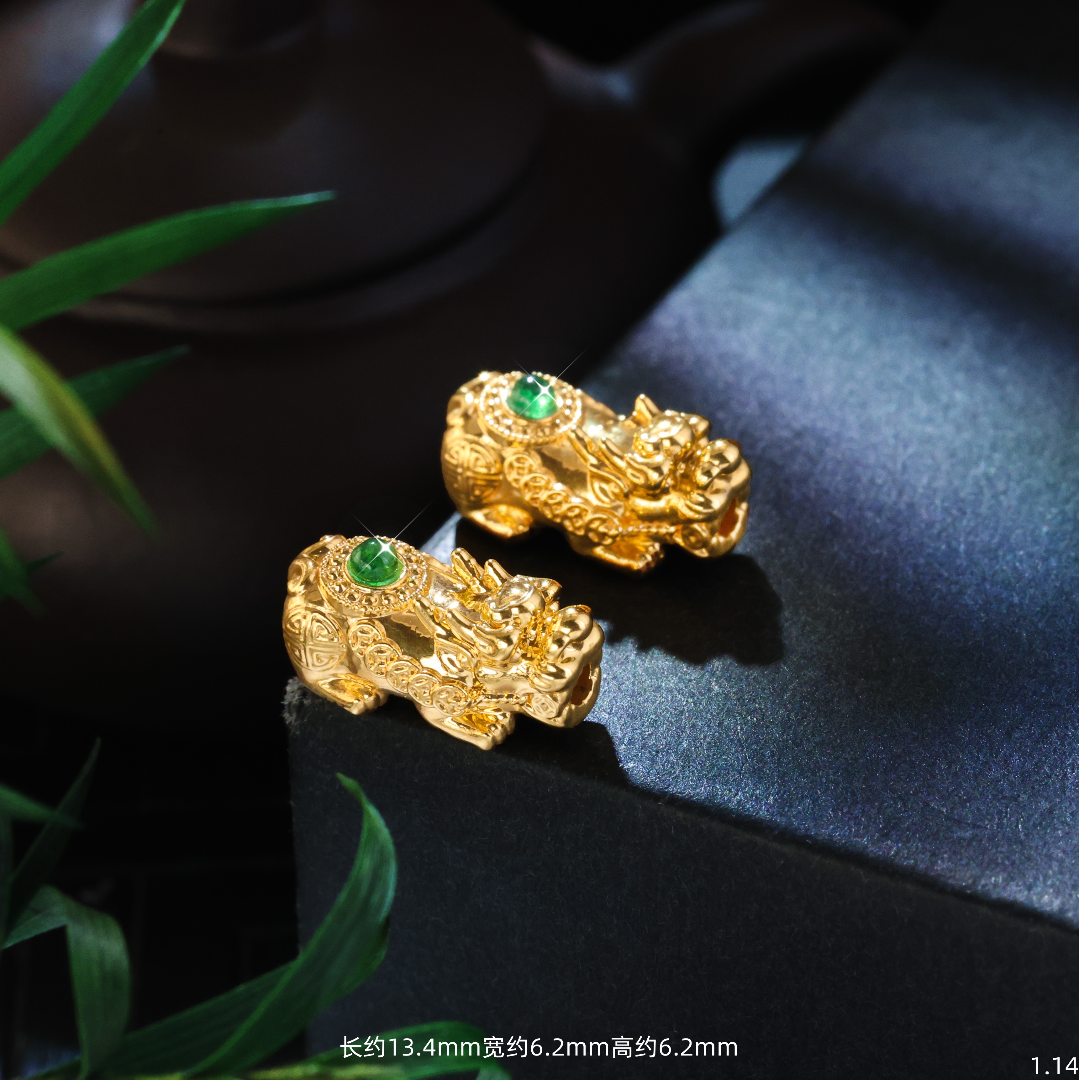 【金豆工厂】18K金招C进宝貔貅隔珠豪镶立体（厚5D金）A