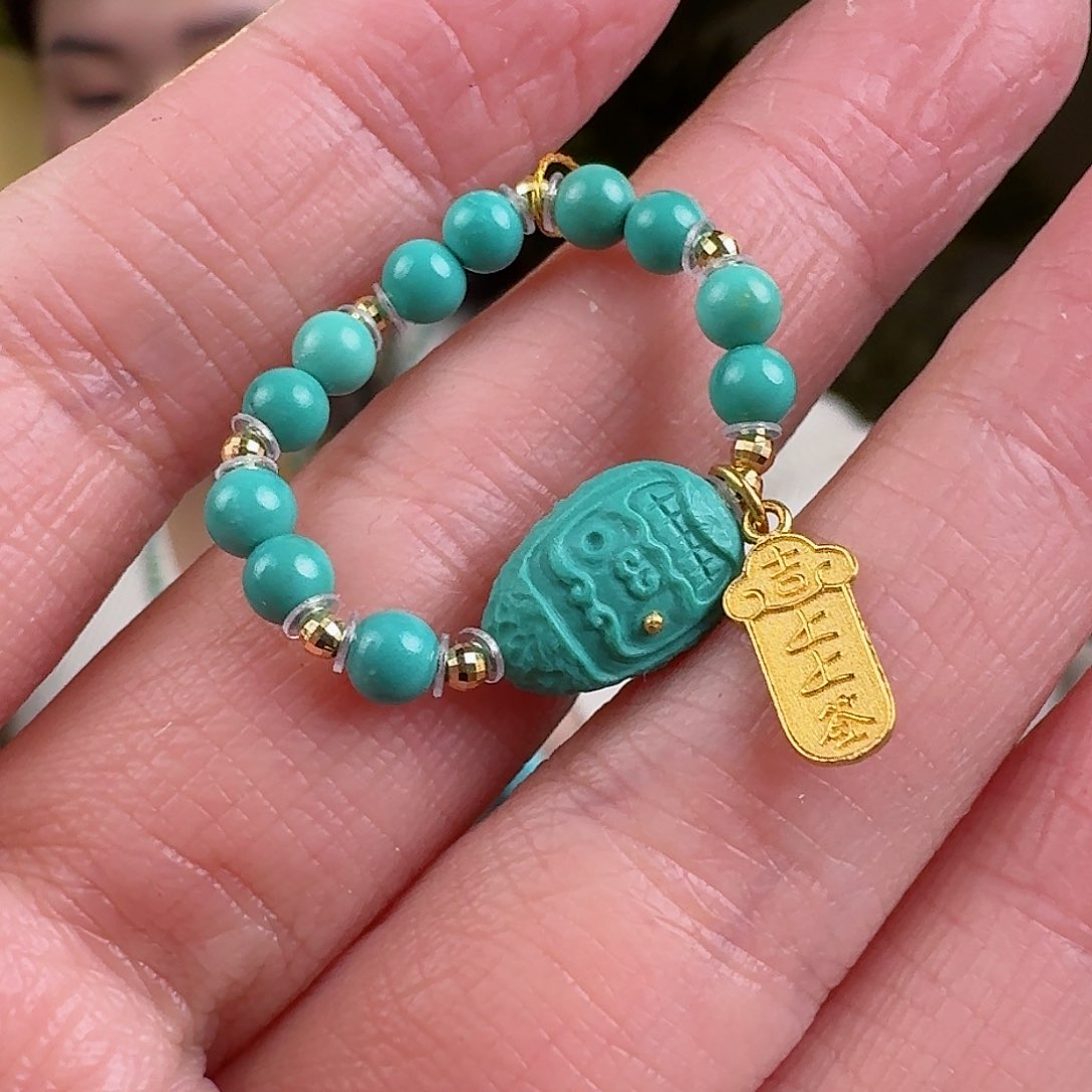 绿松石珠宝奇石18K金镶嵌