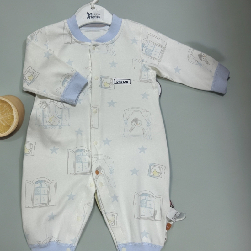 婴儿纯棉连体衣春秋长袖无骨打底哈衣新生儿宝宝爬服睡衣外出服