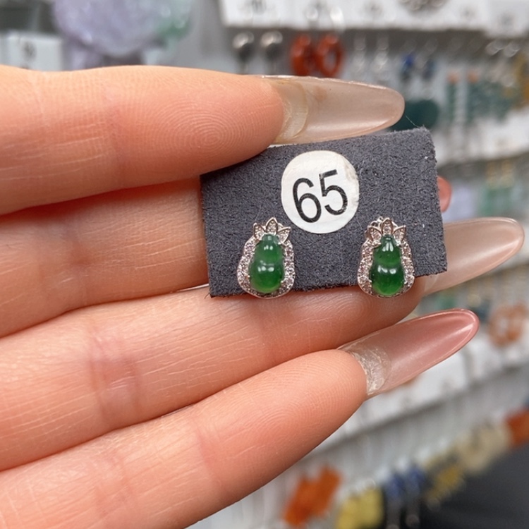 【闪购商品】翡翠耳饰银S925镶嵌耳饰