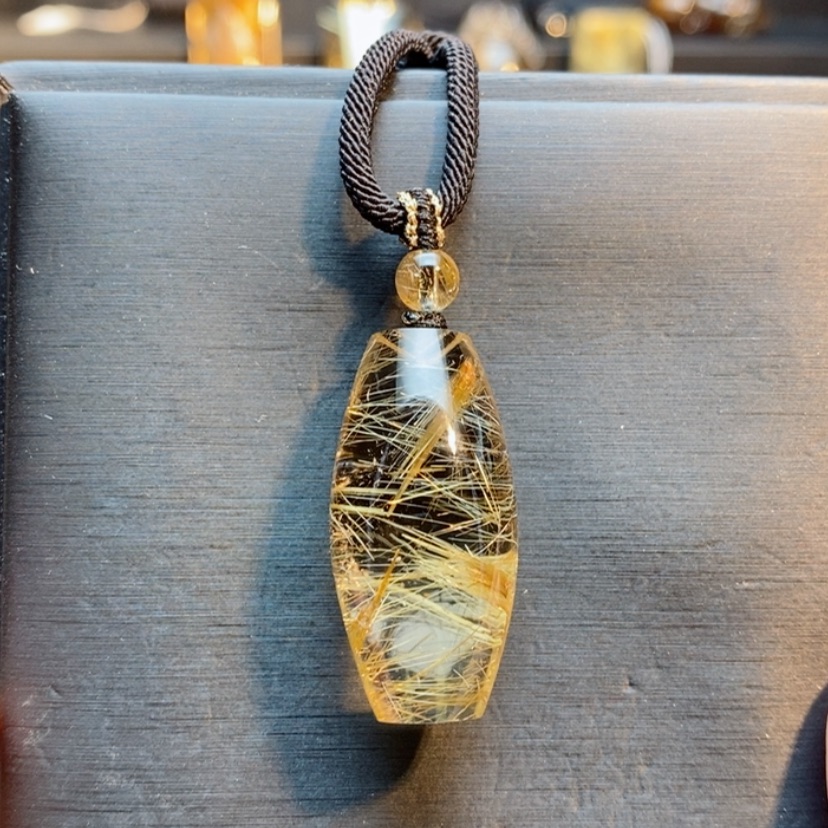 【闪购商品】未镶嵌颈饰水晶天然发晶桶珠吊坠