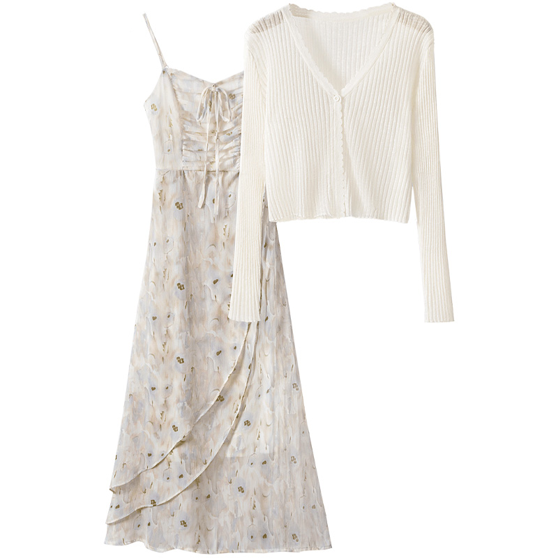 丝柏舍2025春装新款女装薄款外衫搭吊带裙两件套套装S51B0496N