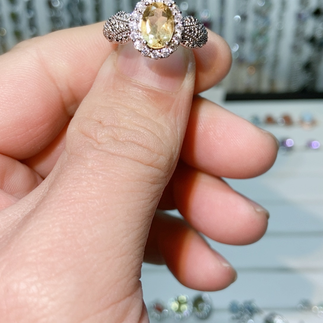 绿水晶戒指银S925镶嵌