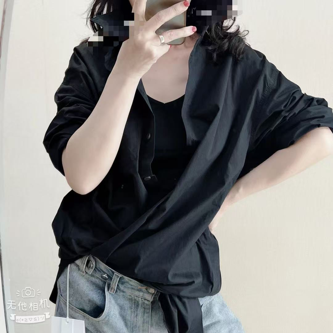 重工欧货 后字母全棉宽松个性宽松衬衫