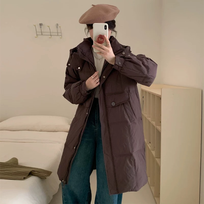7805口袋M标不抽绳大扣长款防寒服A1-1地