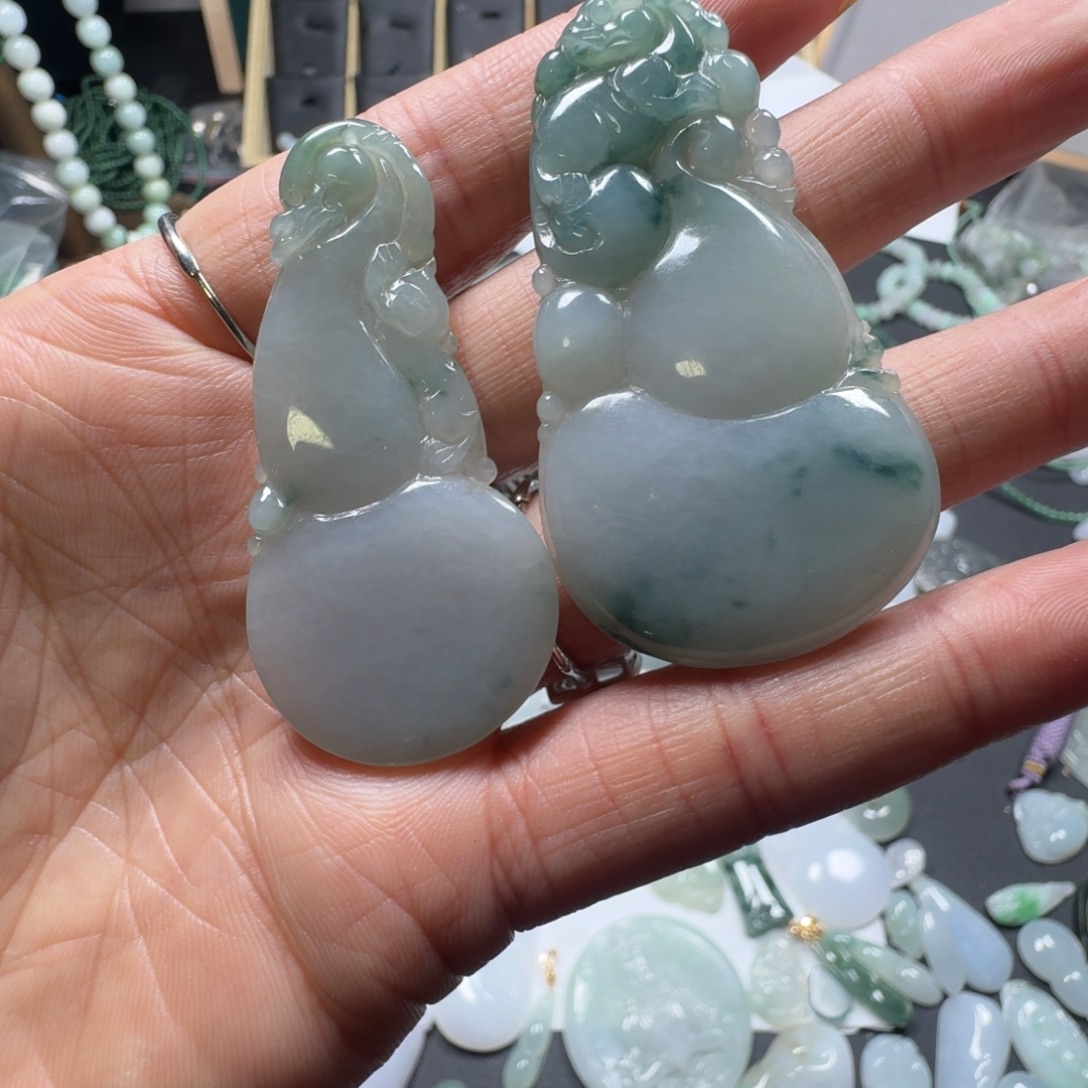 ****竹翡翠未镶嵌吊坠(赠链)天然缅甸A货翡翠葫芦吊坠