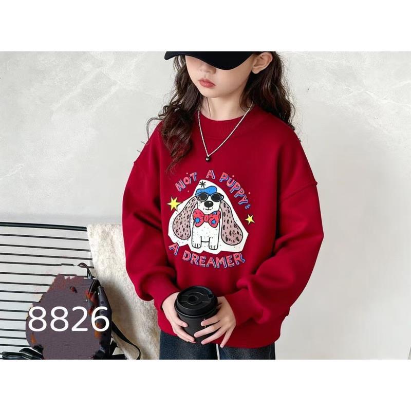 【新疆包邮】中童加绒长耳朵小狗红色卫衣P241