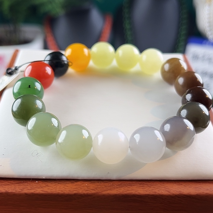 和田玉手串未镶嵌多宝卡12