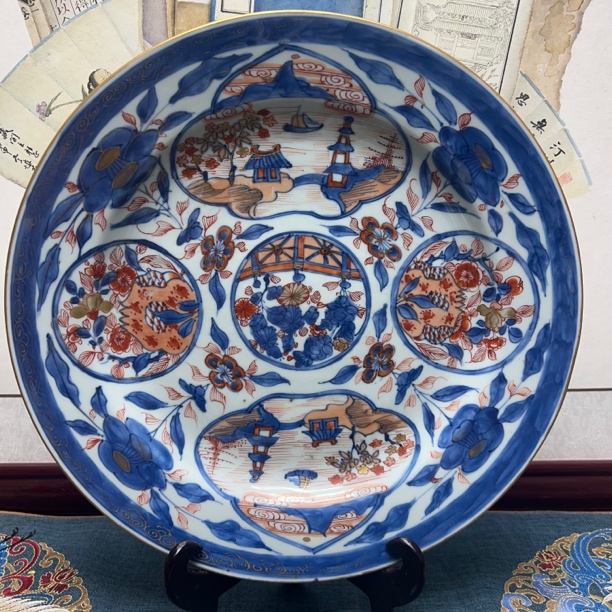 清康熙精品矾红描金赏盘，KC20250121001