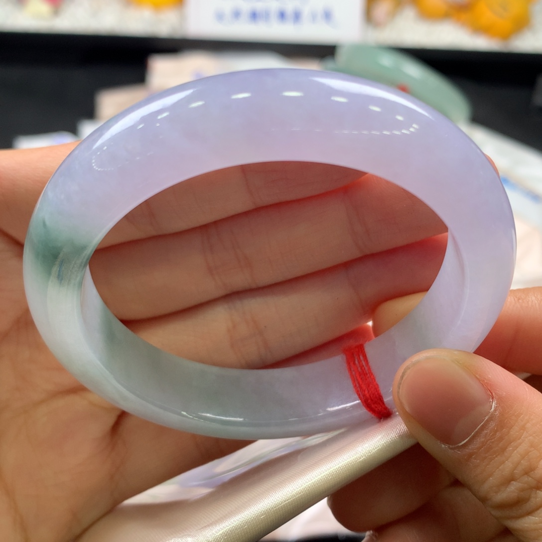 翡翠未镶嵌手镯9号冰春彩