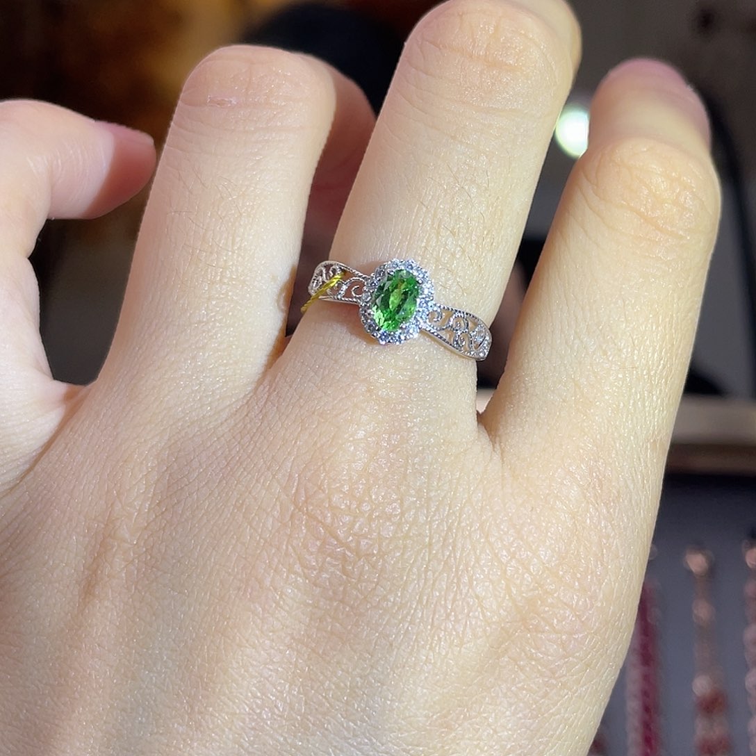 石榴石银S925镶嵌戒指