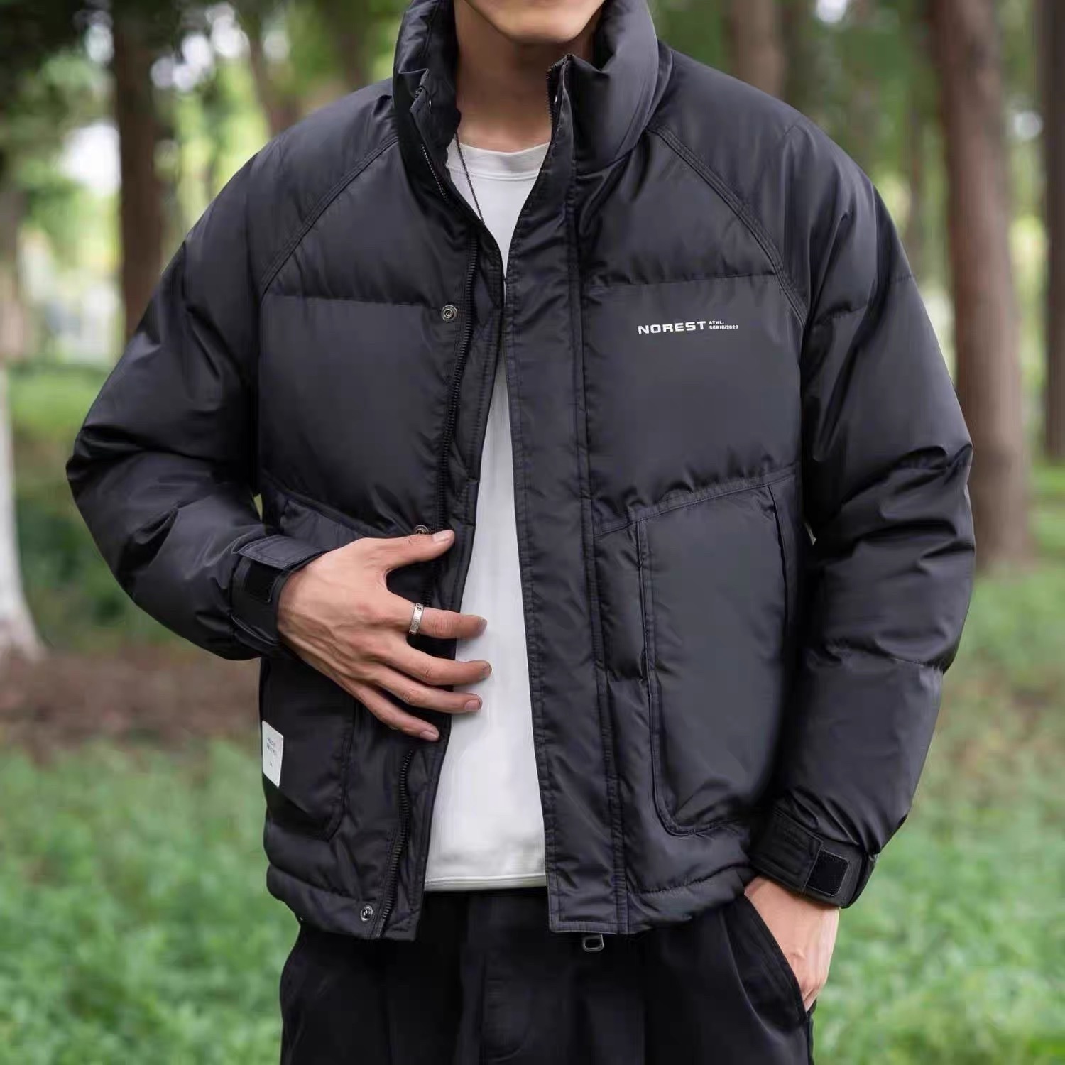 冬季新款男士立领潮流经典百搭加厚防寒保暖休闲外套-8801