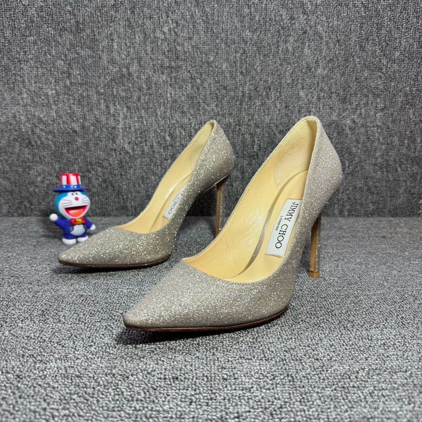 90新 JIMMY CHOO/吉米周 金色高跟鞋 35.5码 D8225