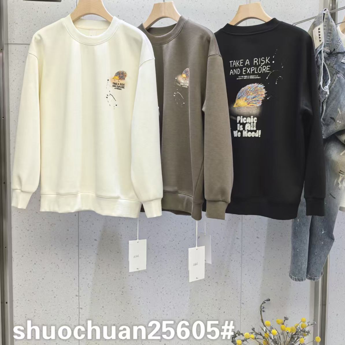 【25605彩绘卡通加绒卫衣长袖】秋冬新款耐磨套头圆领休闲卫衣