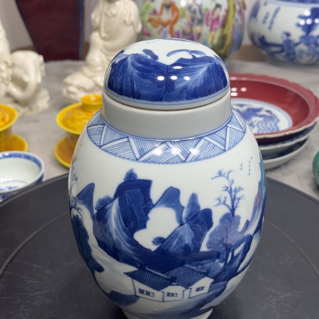 摆件青花莲子罐111111111