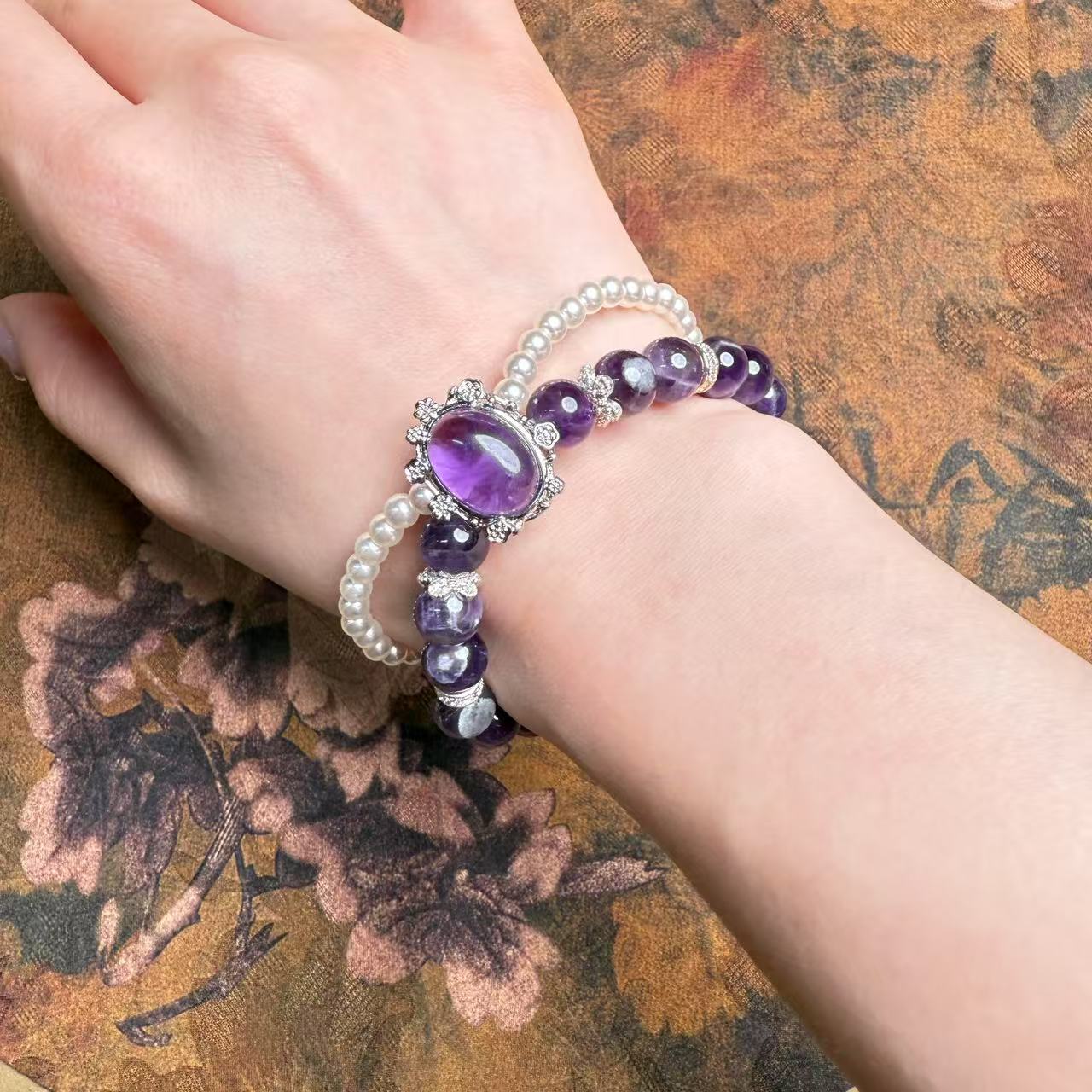 合金手链 S1045-0.8紫色手链(无礼盒）