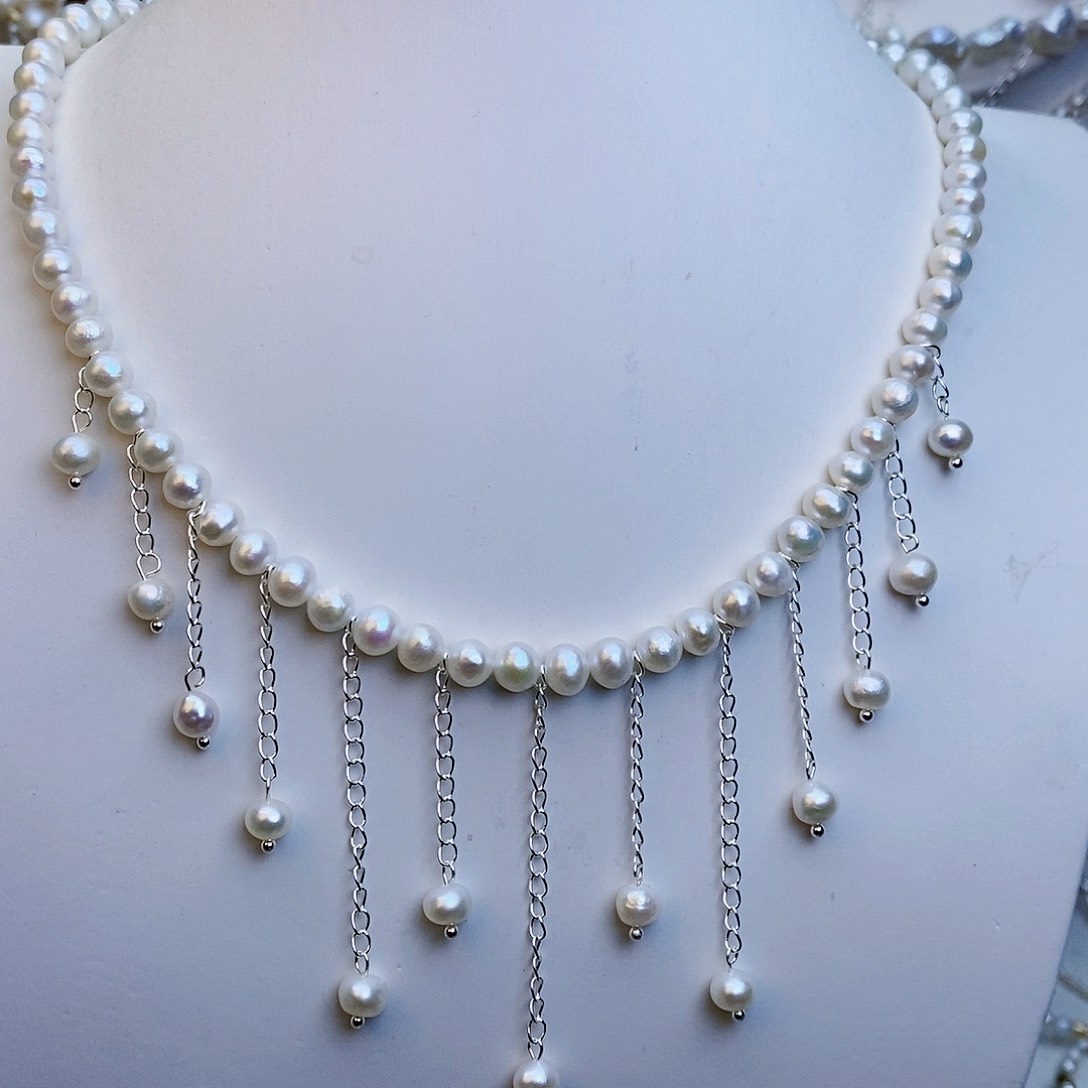 淡水珍珠颈饰银S925镶嵌