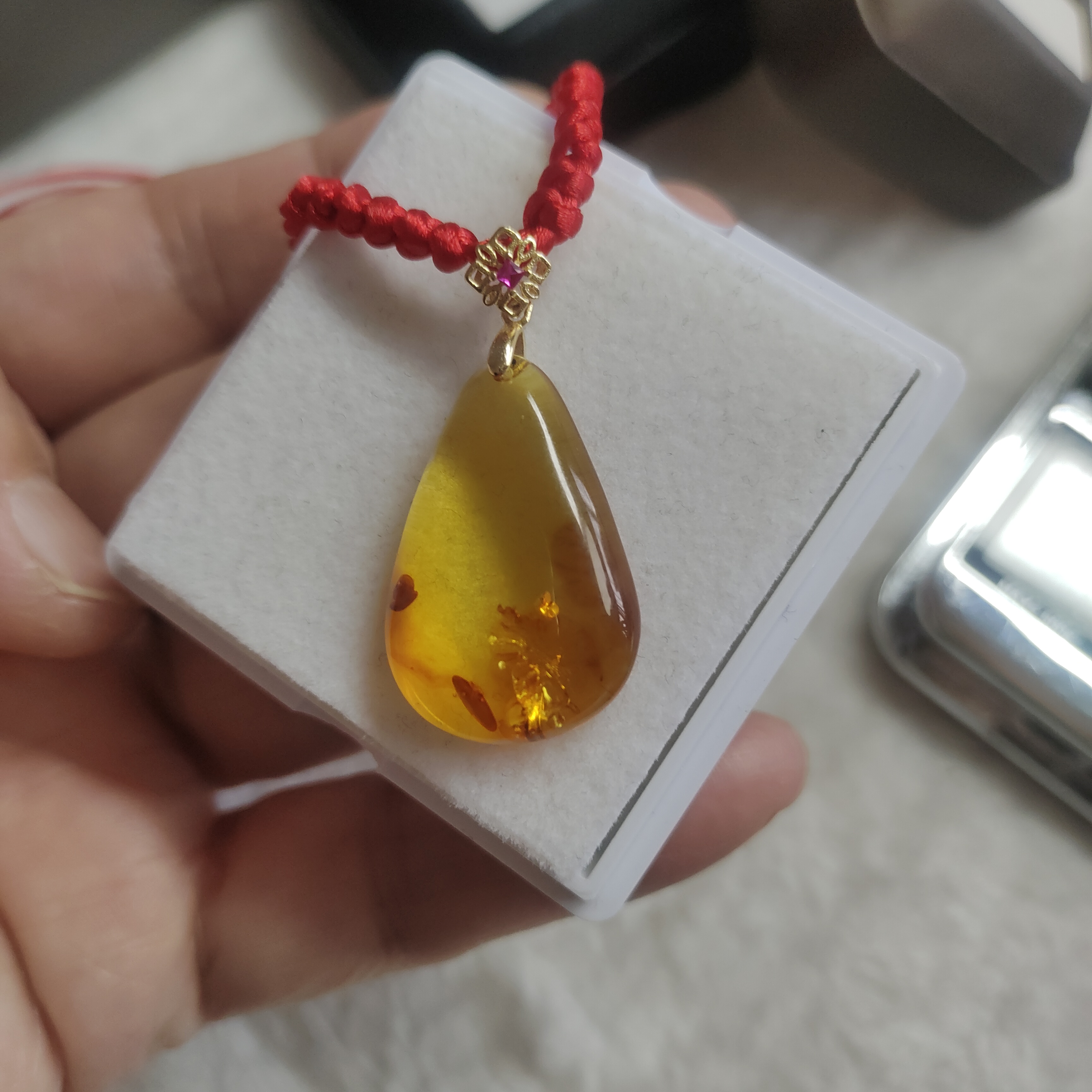 S925银琥珀吊坠，做工精美品味个性