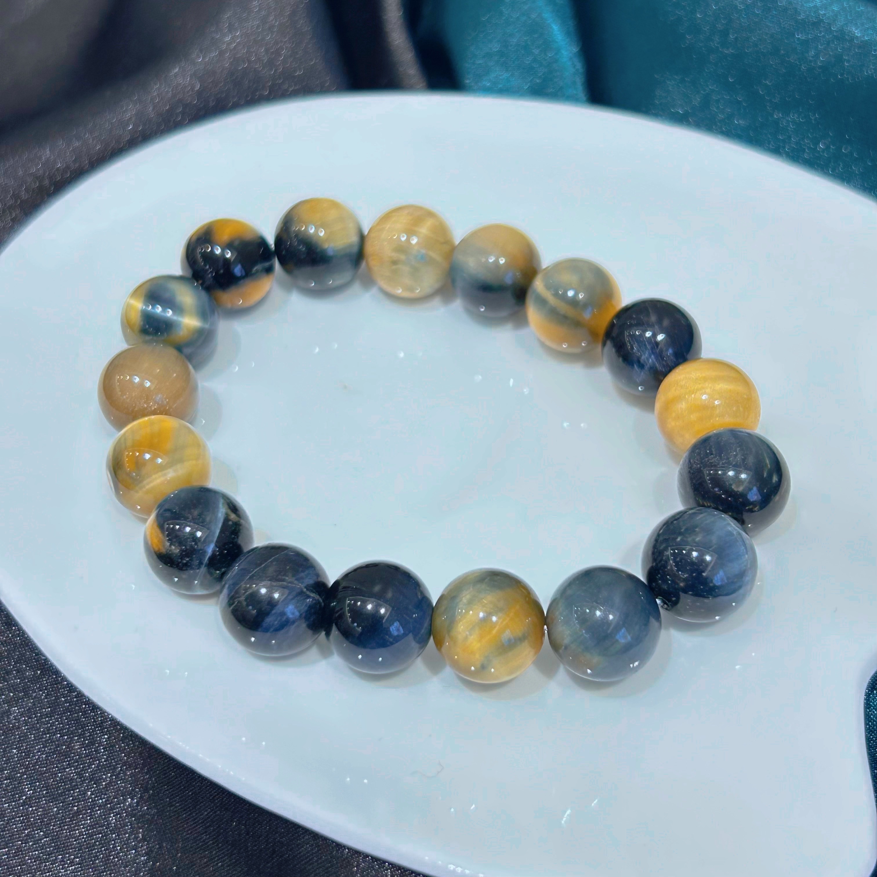 天然木变石(彩虎眼)-多样性发一珠径约12mm左右-HYS005