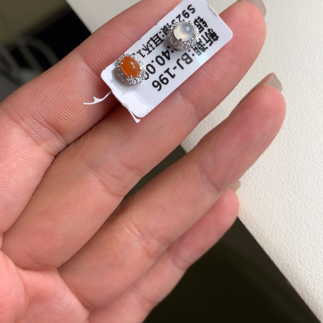 翡翠银S925镶嵌吊坠(不含链)耳钉