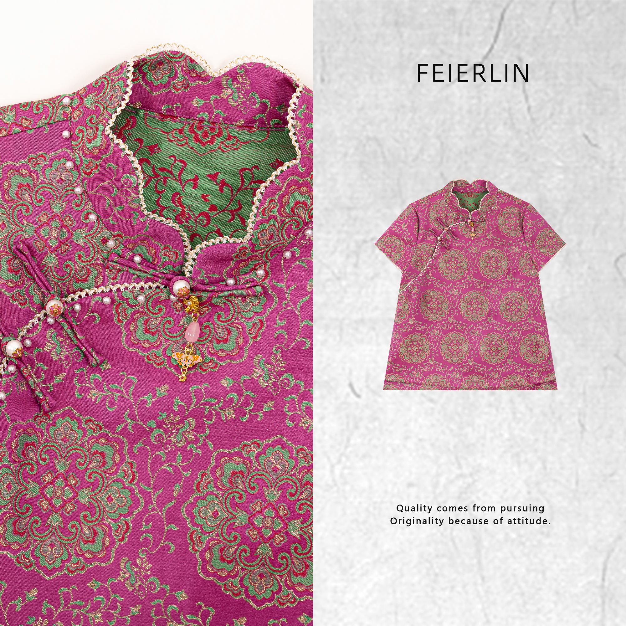 FEIERLIN-深圳原创新中式女装桑蚕丝25ss上衣短袖50663